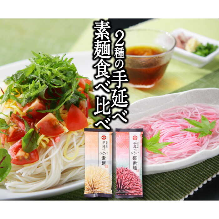 【ふるさと納税】島原手延べ素麺 2種 食べ比べ セット B 計450g / 手延べ素麺・手延べ梅素麺 / そうめん 素麺 乾麺 梅 / 南島原市 / ふるせ [SAQ022] 島原そうめん 乾麺