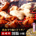 【ふるさと納税】【12回定期便】長崎牛 割腸 (小腸) 焼肉・ホルモン鍋 用 600g / ホルモン 牛 もつ鍋 南島原市 / はなぶさ [SCN117]