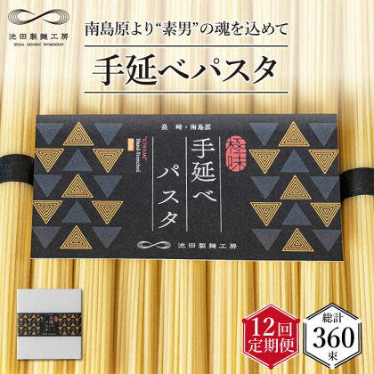 【定期便 12回】手延べ パスタ 1.5kg （50g×30束） / スパゲッティ 麺 乾麺 / 南島原市 / 池田製麺工房 [SDA053]