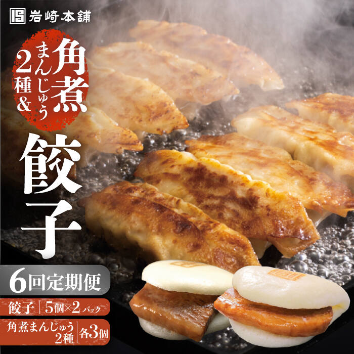 【ふるさと納税】【全6回定期便】【簡易包装】角煮まんじゅう2種&ぎょうざ(長崎角煮まんじゅう3個/大とろ角煮まんじゅう3個/長崎ぎょうざ5個×2袋) 長与町/岩...