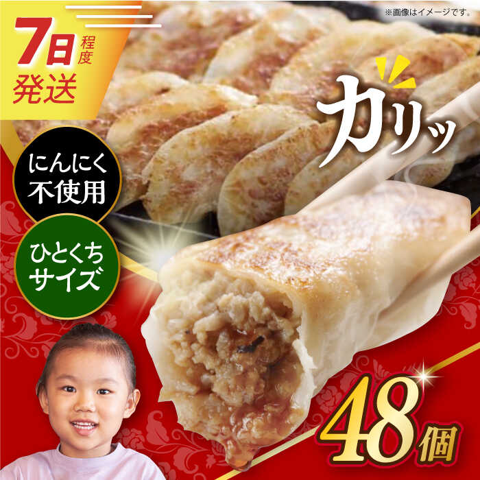 7日発送）【ふるさと納税】【簡易包装】三代目長崎ぎょうざ48個（12個入×4袋） 長与町/岩崎本舗 [EAB045] 餃子 ニンニク無し 不使用 ぎょうざ 冷凍 にんにく 不使用