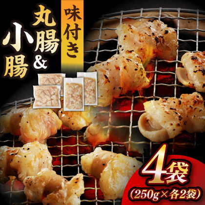 【塩だれ味】 九州産和牛 ホルモン 2種 計1kg（ 小腸 250g×2袋・ 丸腸 250g×2袋） 長与町/岩永ホルモン [EAX154] 国産 牛肉 ホルモンセット 冷凍