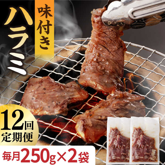 牛肉(ハラミ)人気ランク3位　口コミ数「0件」評価「0」「【ふるさと納税】【12回定期便】【塩だれ味】九州産和牛 ハラミ 毎月250g×2袋（計6kg）長与町/岩永ホルモン[EAX161]」