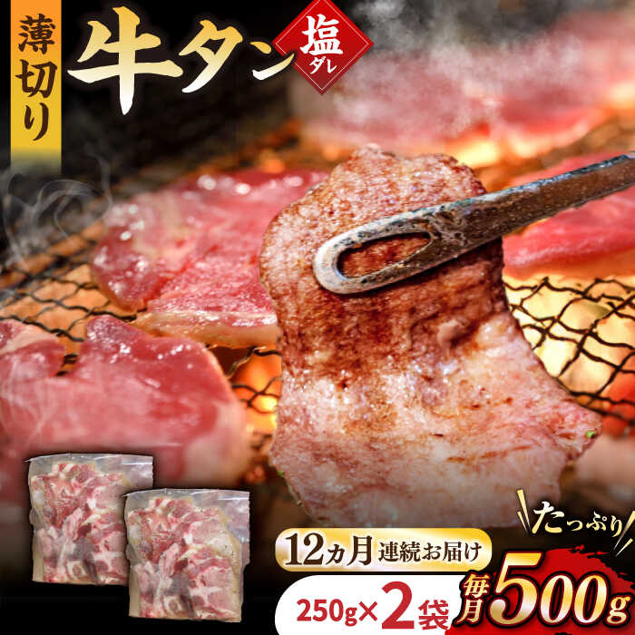 【ふるさと納税】【12回定期便】【塩だれ】九州産和牛の牛タン 約500g（約250g×2パック）国産 牛 タン ..