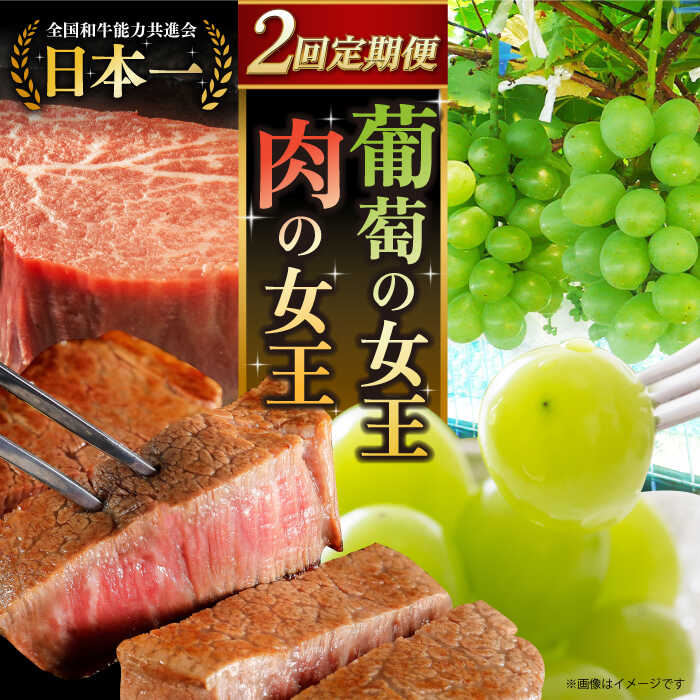 [2回定期便]ヒレステーキ400g(200g×2枚)×シャインマスカット約1.2kg(2房) 長与町[EZZ001] シャインマスカット ヒレステーキ ステーキ ヒレ フルーツ 果物 肉 牛肉