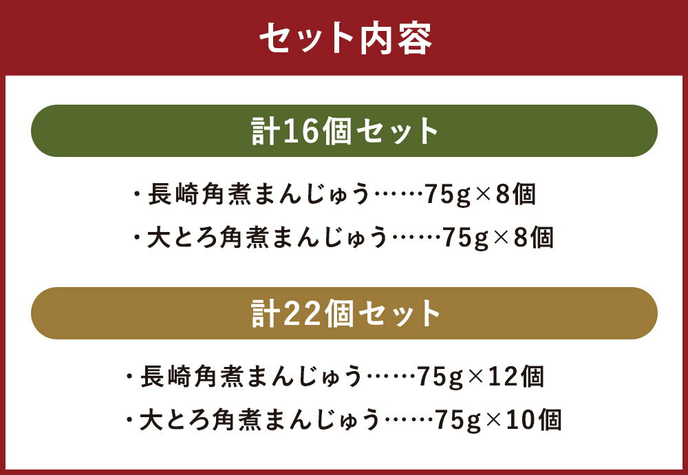 【ふるさと納税】【7営業日以内に発送予定】〈選べる内容量〉長崎角煮まんじゅう・大とろ角煮まんじゅう 計16個/計22個 2種類 角煮まんじゅう 角煮まん 角煮 豚角煮 豚の角煮 豚肉 卓袱 卓袱料理 中華 セット 詰め合わせ 冷凍 長崎県 時津町 送料無料
