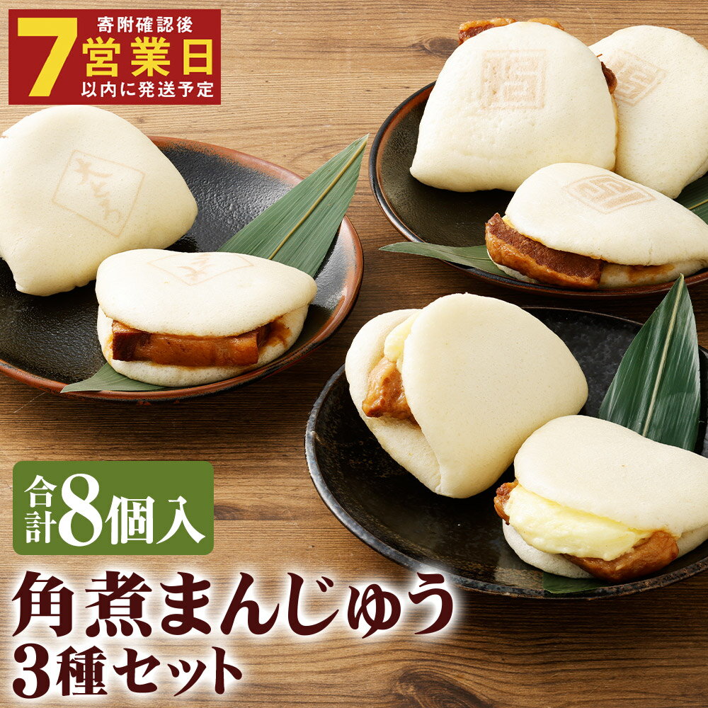 角煮まんじゅう 3種 食べ比べ セット 角煮まんじゅう 4個 大とろ角煮まんじゅう 2個 チーズ角煮まんじゅう 2個 計8個 角煮まん 角煮 豚角煮 豚の角煮 豚肉 卓袱 卓袱料理 中華 詰め合わせ 冷凍 長崎県 時津町 送料無料