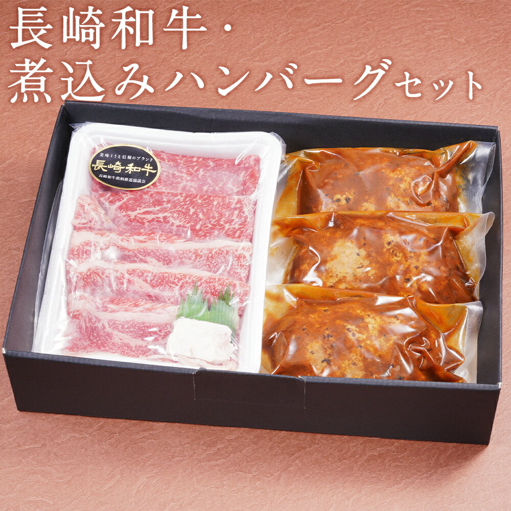 長崎和牛・煮込みハンバーグセット 和牛 200g ハンバーグ 180g×3個 モモ バラ スライス 和牛 お肉 牛肉 惣菜 冷凍 ふるさと納税特別セット ギフト 贈り物 長崎県 時津町 送料無料