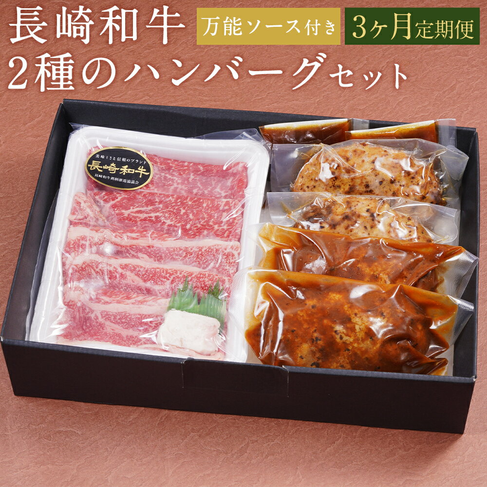 2位! 口コミ数「0件」評価「0」【3ヶ月定期便】長崎和牛・煮込みハンバーグ・牛右衛門ハンバーグと万能ソースセット 和牛 200g ハンバーグ 180g×2個 140g×2個･･･ 