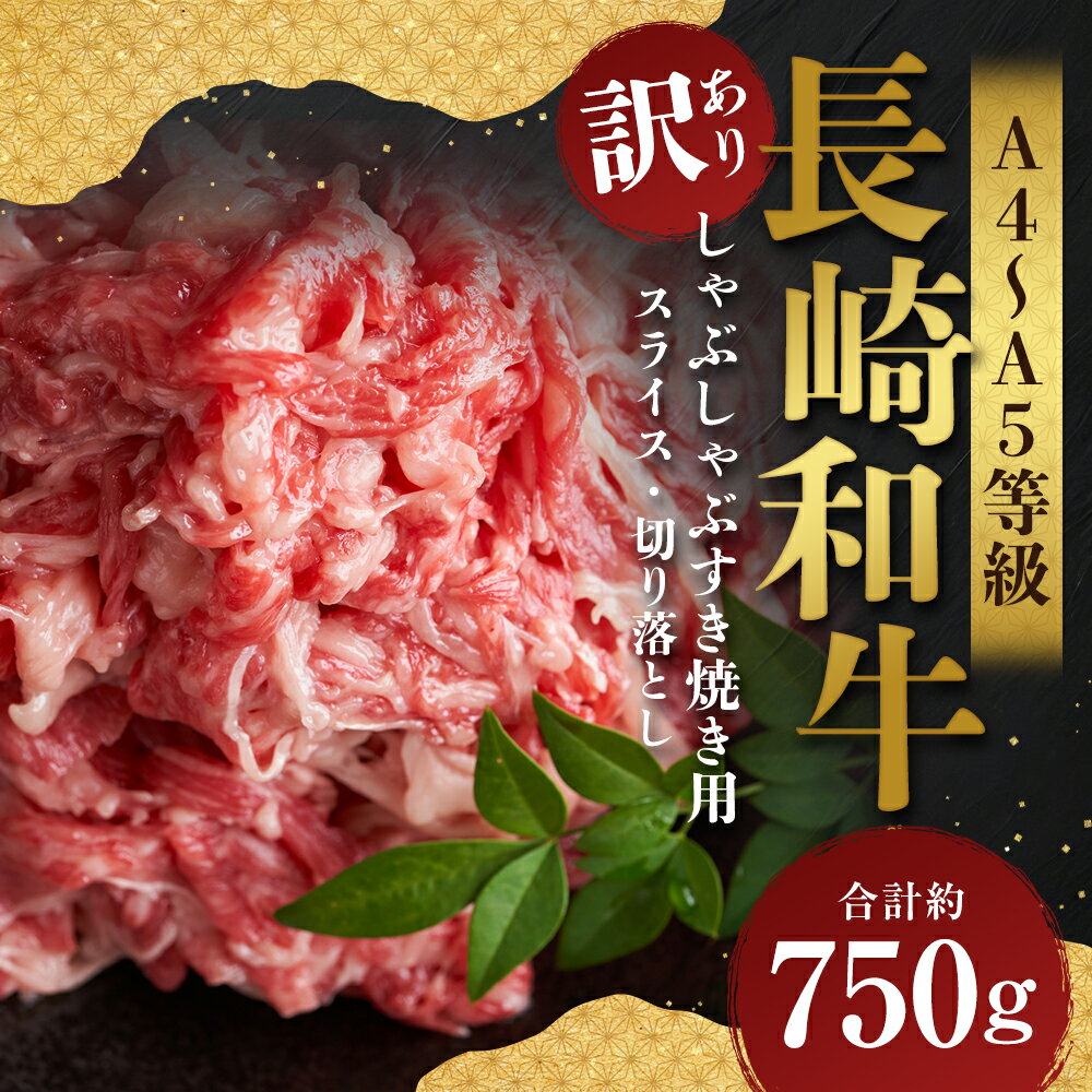 【ふるさと納税】【訳あり】【A4～A5】長崎和牛 しゃぶしゃぶ すき焼き セット 計約750g スライス（約250g×1）・切り落とし（約500g×1） 黒毛和牛 和牛 牛肉 お肉 肩ロース 肩バラ モモ もも肉 バラ 赤身 霜降り すきやき 冷凍 長崎県産 国産 九州 長崎県 時津町 送料無料