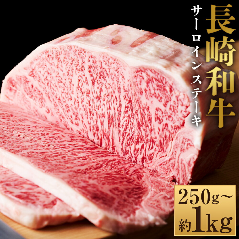 [選べる内容量][A4〜A5]長崎和牛 サーロインステーキ 1枚・2枚・4枚 1枚約250g 約250g・計約500g・計約1kg 黒毛和牛 牛肉 お肉 サーロイン 赤身 霜降り 冷凍 長崎県産 国産 九州 長崎県 時津町 送料無料
