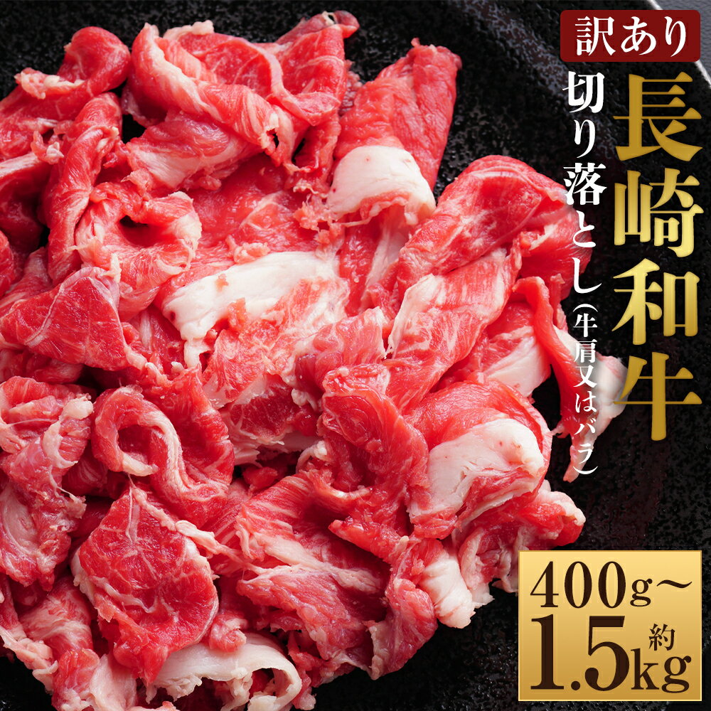 [選べる内容量][訳あり][A4〜A5]長崎和牛 切り落とし 約400g・約500g・計約1kg・計約1.2kg・計約1.5kg 1パック・2パック・3パック 黒毛和牛 牛肉 お肉 牛肩 バラ 赤身 霜降り 冷凍 長崎県産 国産 九州 長崎県 時津町 送料無料