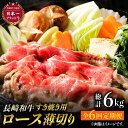 【ふるさと納税】【6回定期便】ロース薄切り (すき焼き用 / 500g×2) 計6kg ローススライス すきやき 霜降り すき焼き肉 赤身 和牛 牛肉 東彼杵町/有限会社大川ストアー [BAJ053]