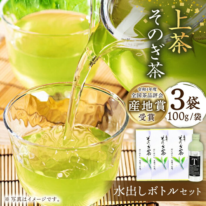 29位! 口コミ数「0件」評価「0」[指定生産農家のかぶせ茶] そのぎ茶 (上茶) 100g×3袋入り ＆ フィルターインボトル (750ml) セット 水出し 茶 お茶 日本･･･ 