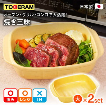 【ふるさと納税】【直火対応】焼き三昧 深型プレート大 2個セット / 調理器具 プレート調理 ガスコンロ オーブン トースター 電子レンジ 対応【トーセラム】 [BAO051]