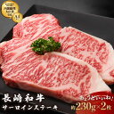 【ふるさと納税】長崎和牛 サーロイン ステーキ 約230g 2枚 / A4ランク 以上★ 旨味 たっぷり BBQ 焼肉 お肉 肉 和牛 牛肉 冷凍 霜降り A4 ギフト 贈答用 お祝い【川下精肉店】 [OAA005]