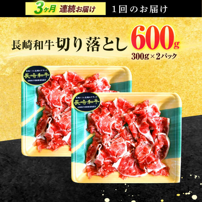 【ふるさと納税】【3回定期便】長崎和牛 切り落とし 600g(300g×2)【有限会社長崎フードサービス】[OCD018]