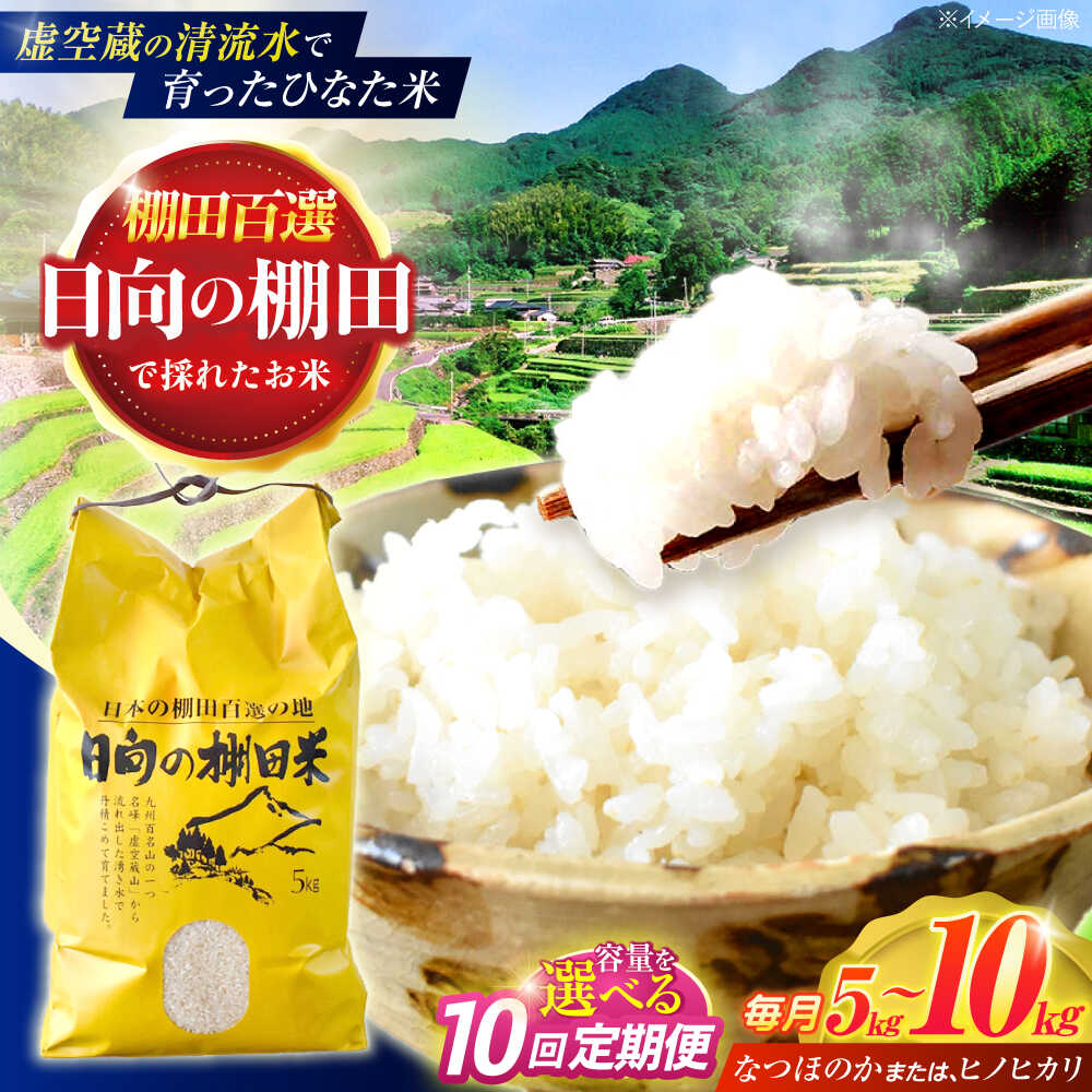 【ふるさと納税】＜容量選べる！＞【10回定期便】虚空蔵の清流水で育った棚田米『ひなた米』 5kg・1...