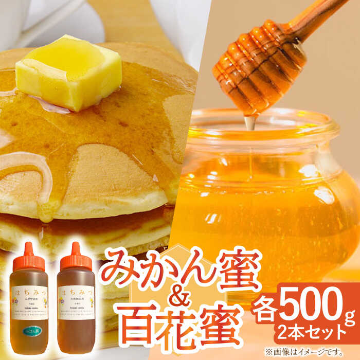 【ふるさと納税】はちみつ 百花蜜500g ＆ みかん蜜500g/ 蜂蜜 国産 とんがり容器 入り 長崎県 川棚町産 【小佐々養蜂場】[OCY005]