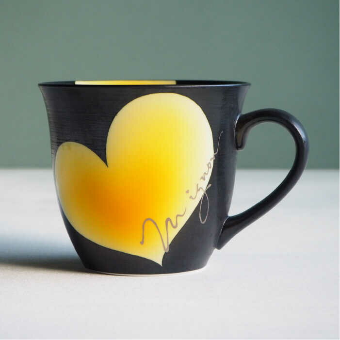 【ふるさと納税】【感謝祭対象】【波佐見焼】mignon ハート ドリッパー・マグ セット イエロー 食器 皿 【紫明窯・作家はな】【陶藤】 [BE31]
