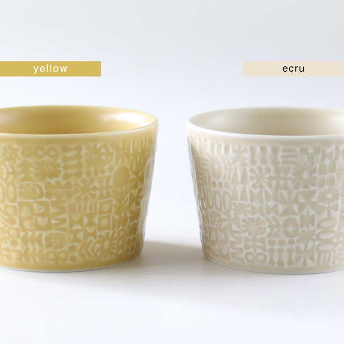 【ふるさと納税】【波佐見焼】PATTERNED MUG ペア2色セット yellow＋ecru 【BIRDS' WORDS】 [CF044] f423238-hasami-10006285 長崎県波佐見町 サンプル画像2