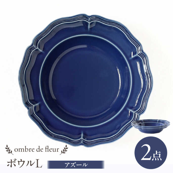 【ふるさと納税】【波佐見焼】ombre de fleur ボウルL アズール 2枚セット 食器 皿【翔芳窯】[FE402]