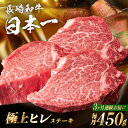 【ふるさと納税】【3回定期便】【日本一の赤身肉】ヒレ ステーキ 長崎和牛（450g/回）【肉のマルシン】[FG39]