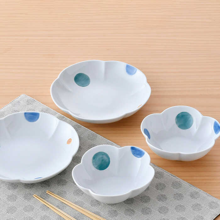 【ふるさと納税】【波佐見焼】水玉 フラワー ボウル プレート セット 食器 皿 【松幸陶芸】 [HB47] f423238-hasami-10005808 長崎県波佐見町 サンプル画像3