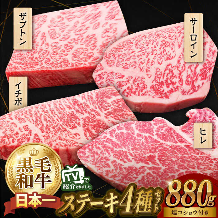 3位! 口コミ数「2件」評価「5」4種ステーキ食べ比べ 110g×8枚 880g A5ランク 長崎和牛 ヒレ サーロイン ザブトン (肩ロース) イチボ 【肉のあいかわ】[N･･･ 