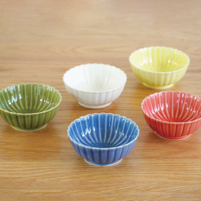 【ふるさと納税】【波佐見焼】花しのぎ 丸小付 小鉢 5色セット（白・薄青・薄緑・薄黄・薄赤） 食器 皿 【団陶器】 [PB90]