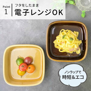 【ふるさと納税】【波佐見焼】便利な蓋つき容器 大 （アメ・キャメル）2個セット【和山】[WB124 ]