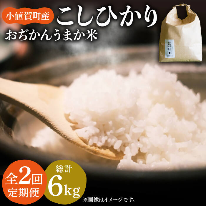 【全2回定期便】 コシヒカリ 3kg おぢかんうまか米（小値賀町産こしひかり 3kg ・精白米） [DAB037] 長崎 五島列島 小値賀 島 国産 コシヒカリ こしひかり 米 お米 白米 ご飯 精米 お弁当 おにぎり 常温 18000 18000円