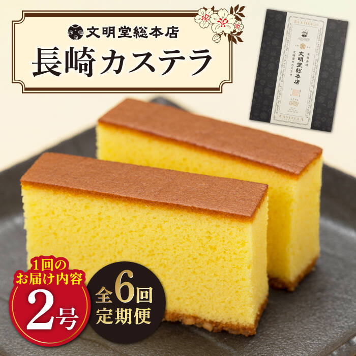 【全6回定期便】 長崎 カステラ 580g（10切入×2本）《文明堂総本店》 [DBF003] かすてら 和菓子 菓子 常温 ギフト 手土産 スイーツ おやつ 卵 常温