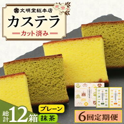 【ふるさと納税】【6回定期便】カット包装カステラ 2箱入 （プレーン・抹茶）≪小値賀町≫【株式会社文明堂総本店】 カステラ かすてら 菓子 お菓子 和菓子 [DBF012]