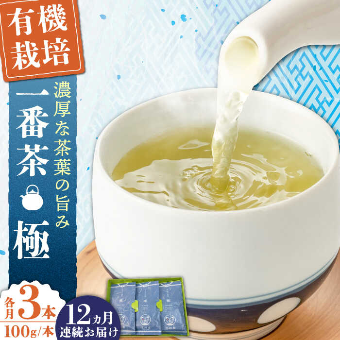 【ふるさと納税】【全12回定期便】「1番茶の濃厚な旨味！」さざの 有機栽培茶 極 （100g×3本/回）【宝..