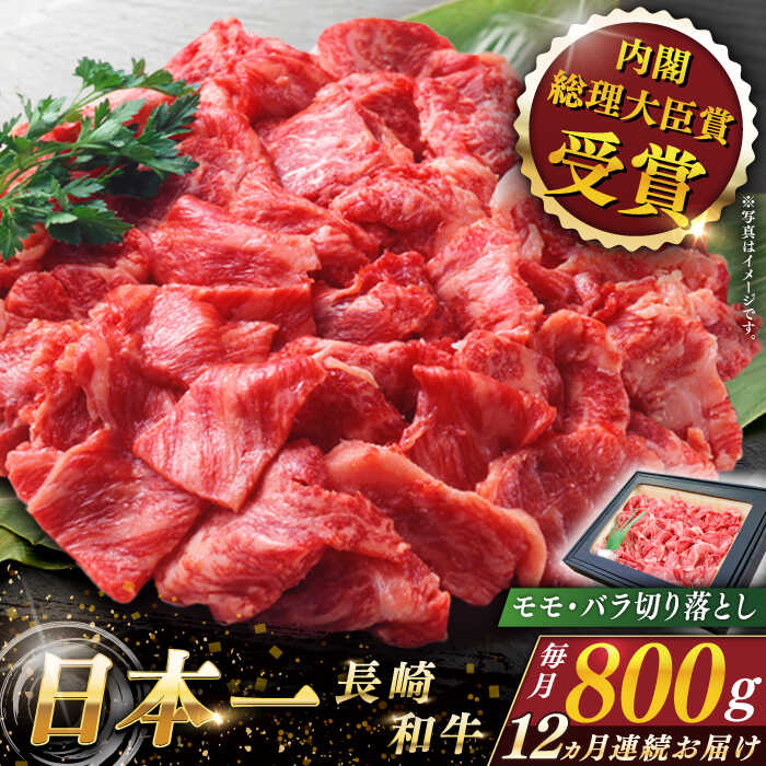 【ふるさと納税】【全12回定期便】 長崎和牛 切り落とし 総計9.6kg （約800g×12回）【ながさき西海農業協同組合】 [QAK045] 肉 和牛 牛肉 丼 生姜焼き しょうが 人気 しゃぶしゃぶ すき焼き 焼肉 焼き肉 BBQ バーベキュー 霜降り さざちょう おすすめ 22万8千円 228000円