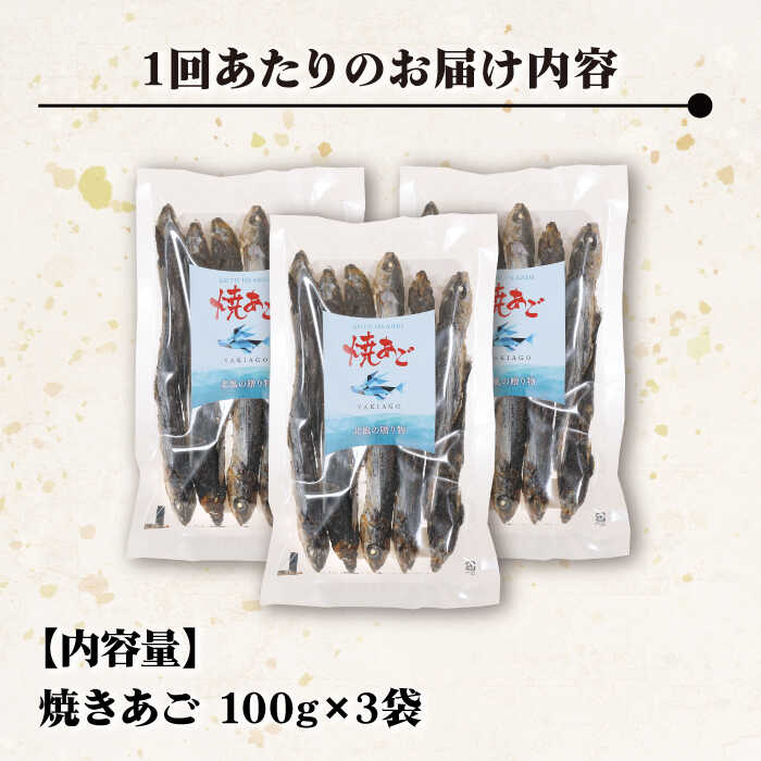 【ふるさと納税】【全6回定期便】【上五島の伝統的な味をご家庭で】 厳選 無添加 焼きあご 100g×3袋【新魚目町漁業協同組合】 [RBC011]