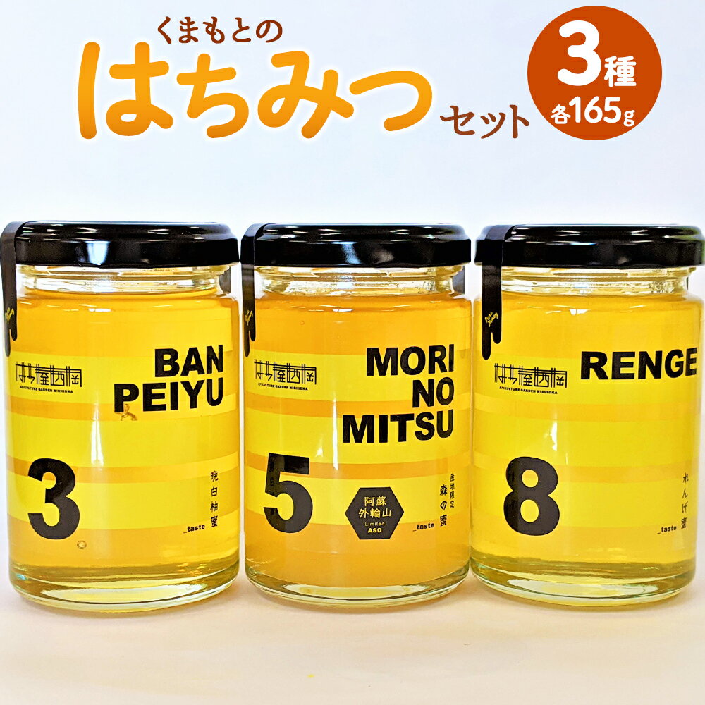 【ふるさと納税】 くまもとのはちみつセット 3種 各165g 合計495g 晩白柚蜂蜜 森の蜜 れんげ蜂蜜 レンゲ 熊本 くまもと はちみつ 蜂蜜 ハチミツ 蜜 セット 熊本産 国産 御中元 御歳暮 御祝 送料無料