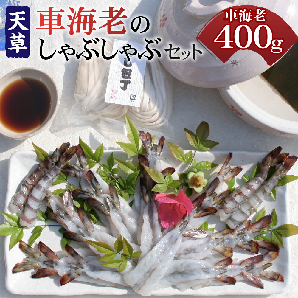 【ふるさと納税】車海老のしゃぶしゃぶセット 車海老のしゃぶしゃぶ 200g×2パック 合計400g 押し包丁麺 1袋 ぽん酢 柚子胡椒 車エビ 海老 海鮮 しゃぶしゃぶ 天草 海の幸 冷凍 熊本県 送料無料