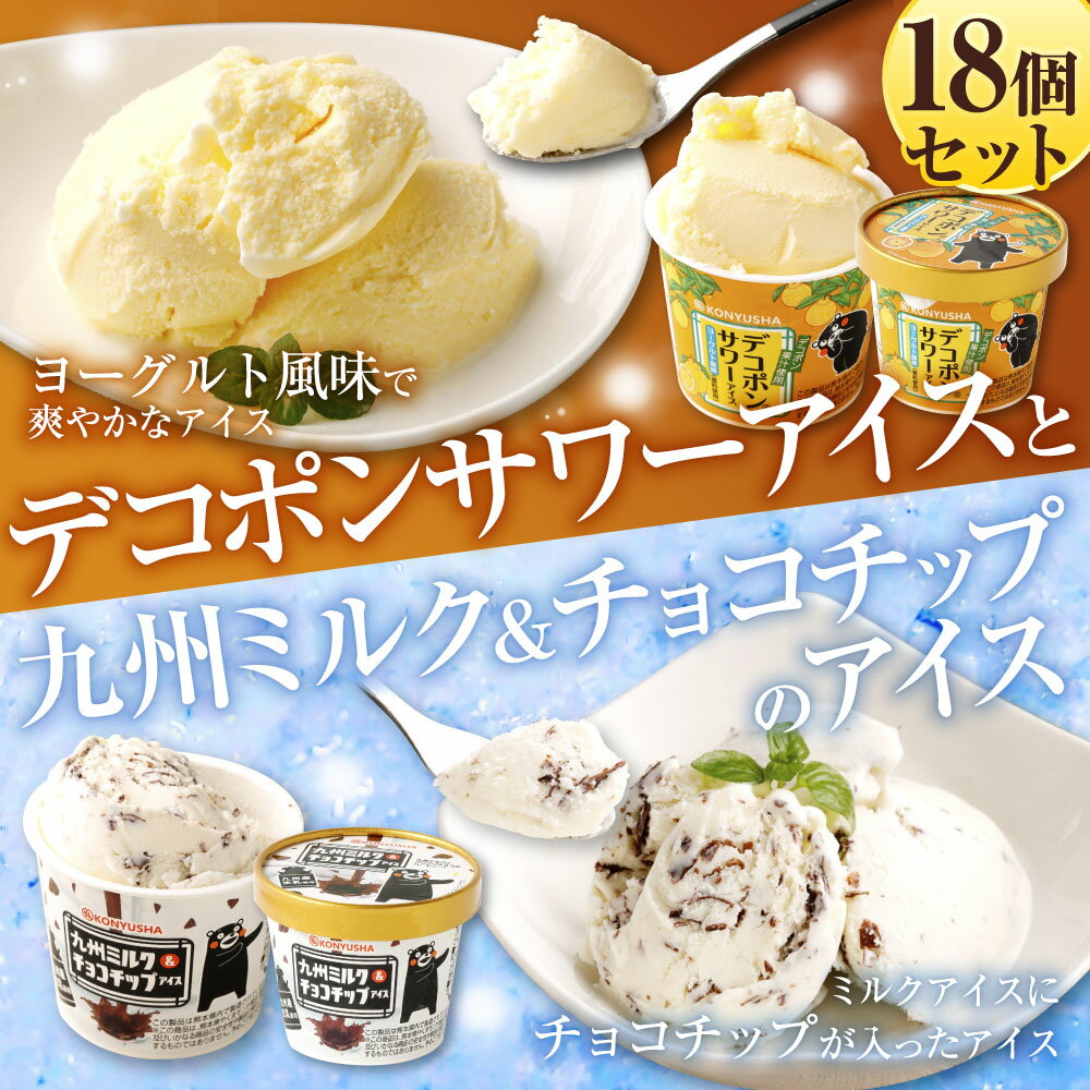 【ふるさと納税】デコポンサワーアイスと九州ミルク&チョコチップのアイス 18個 セット 2種 110ml×18個 アイス アイスクリーム デコポン チョコレート デザート おやつ 乳製品 冷凍 国産 九州 熊本県 送料無料