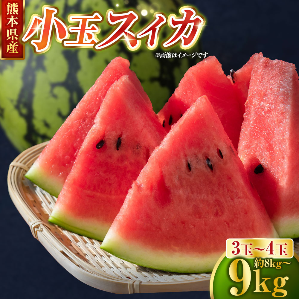 小玉スイカ 3～4玉 約8kg～9kg スイカ すいか 西瓜 小玉 フルーツ くだもの 果物 果実 デザート 熊本県産 国産 九州 熊本県 送料無料 【2027年4月下旬から6月下旬発送予定】