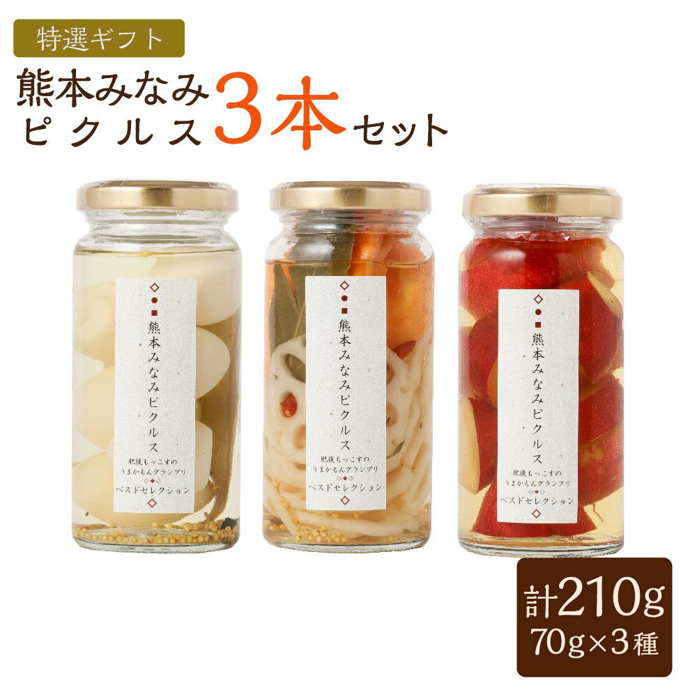 【ふるさと納税】熊本みなみピクルス 特撰ギフト桐箱3本セット 合計210g 70g 3本 3種 化粧箱 うずらの美味 2種の洋風 さつまいもバニラビーンズ 漬物 漬け物 野菜 卵 たまご 詰め合わせ 瓶 瓶…