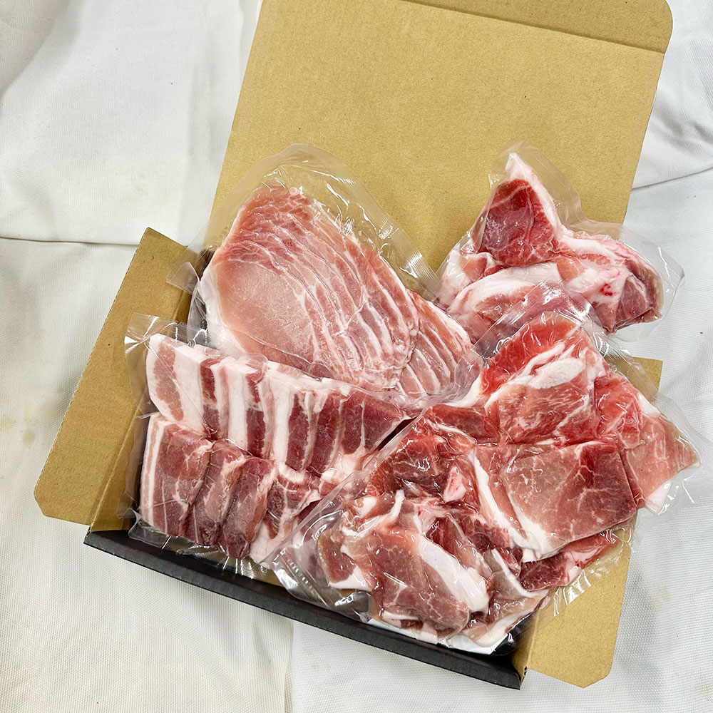 モンヴェール農山のモンヴェールポーク食べ比べセット1.1kg 肉 お肉 豚肉 モンヴェールポーク バラ ロース 肩 焼肉用 しゃぶしゃぶ用 こま切れ 小間切れ 食べ比べ 3種 セット 詰合せ 詰め合わせ 冷凍 九州 熊本県 送料無料
