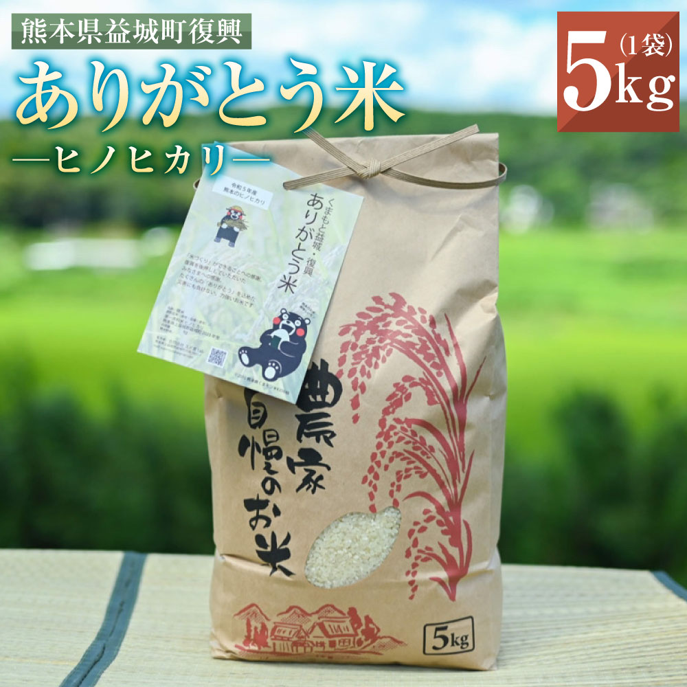 熊本県益城町復興ありがとう米 ヒノヒカリ 5kg 1袋 復興 米 お米 コメ ご飯 常温 九州 熊本県 送料無料