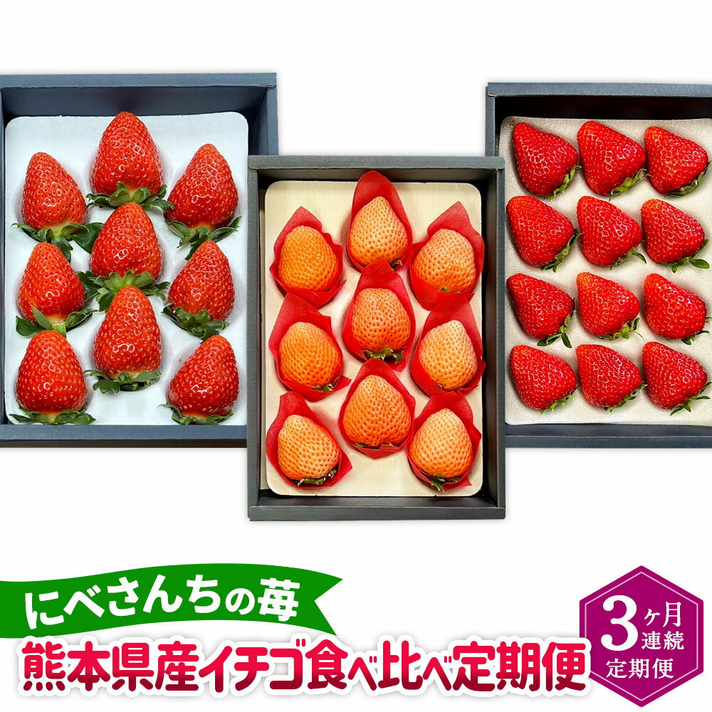 【ふるさと納税】【3か月連続定期便】にべさんちの苺 熊本県産 イチゴ 食べ比べ 定期便 かおり野 桃薫 ..