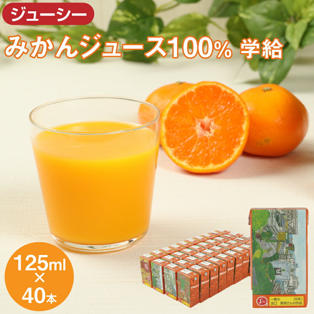 ジューシー みかんジュース100％ 学給 125ml×40本 合計5,000ml 5L 蜜柑ジュース ミカンジュース オレンジジュース 紙パック 果汁 国産 九州 熊本県 送料無料