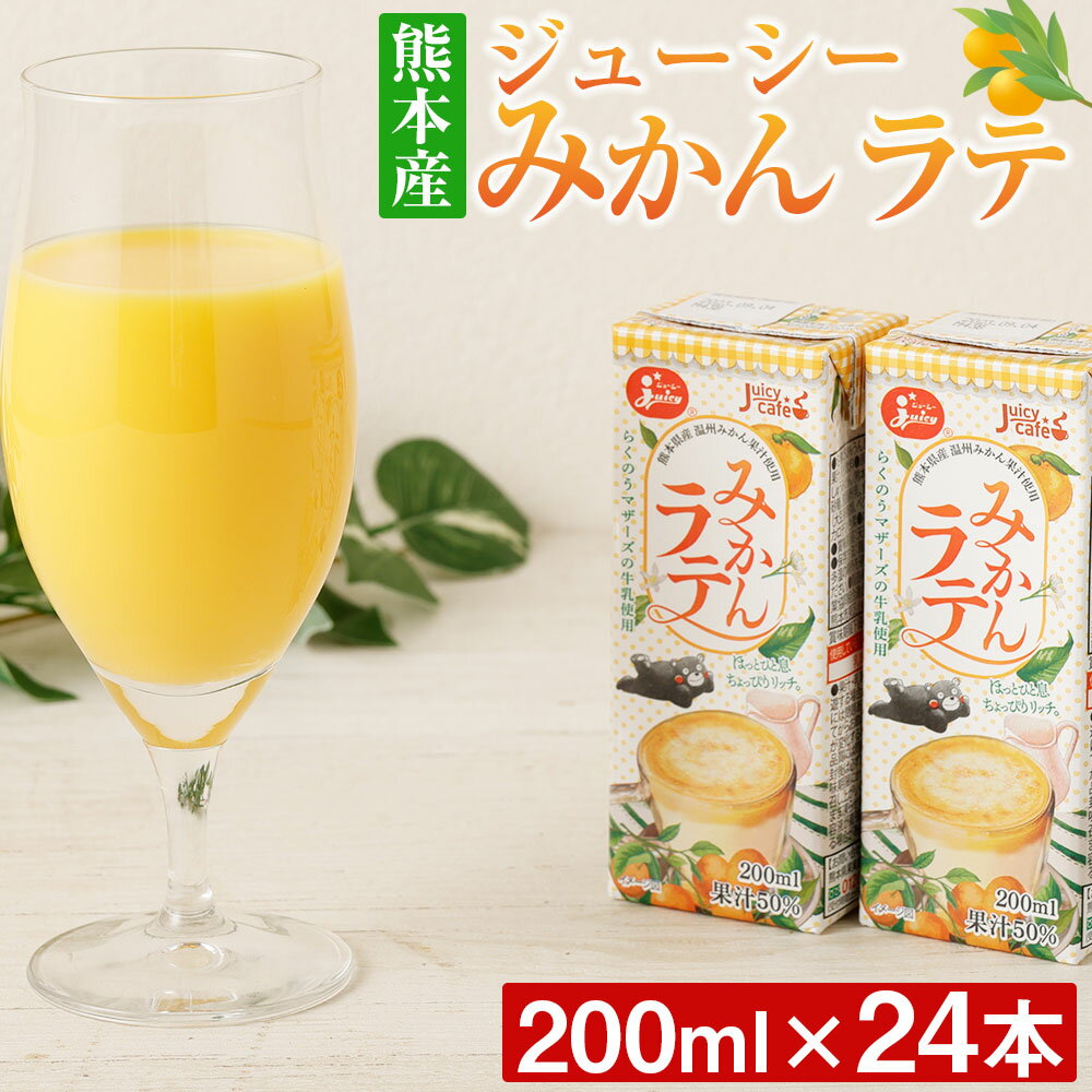 ジューシーみかんラテ 200ml×24本 計4.8L ジューシー じゅーしー みかんジュース 紅茶 温州みかん 果汁 牛乳 紙パック 九州 熊本県 送料無料