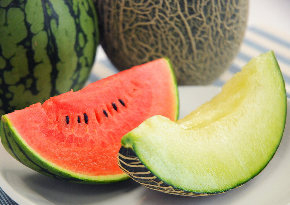 【ふるさと納税】熊本県産 小玉すいか1玉（1.5kg以上）と肥後グリーンメロン1玉（1.6kg以上）スイカ 西瓜 メロン 果物 くだもの 果実 フルーツ 旬 お取り寄せ 贅沢 ご褒美 ギフト 国産 九州 熊本県 常温 送料無料 【2026年6月上旬発送開始】