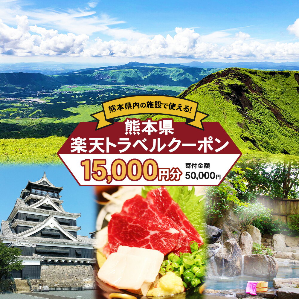 【ふるさと納税】熊本県の対象施設で使える楽天トラベルクーポン15,000円分 旅行 宿泊 観光 ビジネス 出張 旅館 ホテル 宿泊券