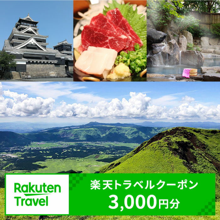 熊本県の対象施設で使える楽天トラベルクーポン3,000円分 旅行 宿泊 観光 ビジネス 出張 旅館 ホテル 宿泊券